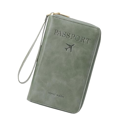Jeeeun Multi-Functional RFID Passport Wallet, Anti-Theft Travel Wallet for Women & Men, RFID Blocking Protective Card Holder Cover for Family Travel, Passport Case (Green) von Jeeeun