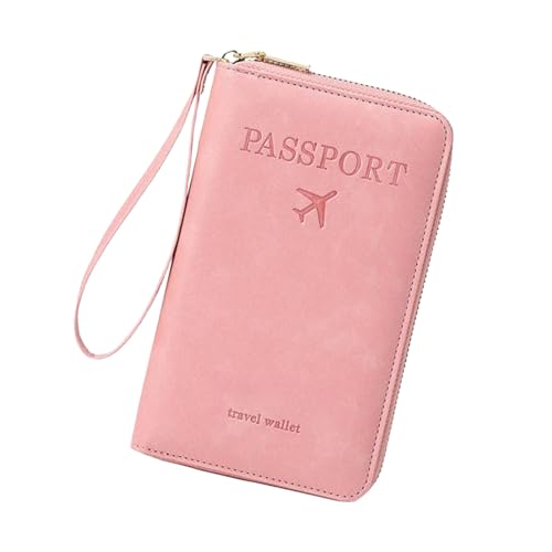 Jeeeun Multi-Functional RFID Passport Wallet, Anti-Theft Travel Wallet for Women & Men, RFID Blocking Protective Card Holder Cover for Family Travel, Passport Case (Light Pink) von Jeeeun