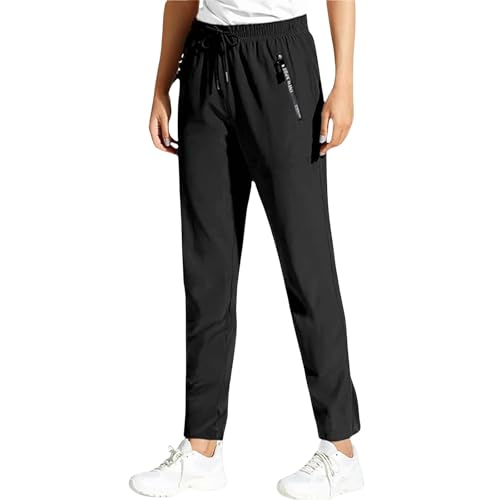 Jeeeun Ultra Stretch Quick Drying Pants for Women – Lightweight Travel Trousers with Pockets for Walking, Work, Outdoor Use (Black-Straight*1pcs,XXL) von Jeeeun