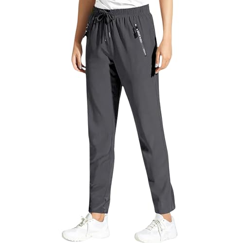 Jeeeun Ultra Stretch Quick Drying Pants for Women – Lightweight Travel Trousers with Pockets for Walking, Work, Outdoor Use (Grey-Straight*1pcs,M) von Jeeeun
