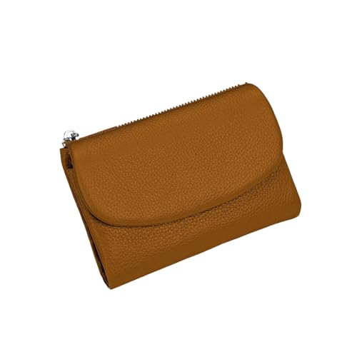 Jeeeun Unisex Pebble Leather Wallet, 5.3In Compact Genuine Leather Coin & Card Holder, Bifold Pocket Purse (Brown) von Jeeeun