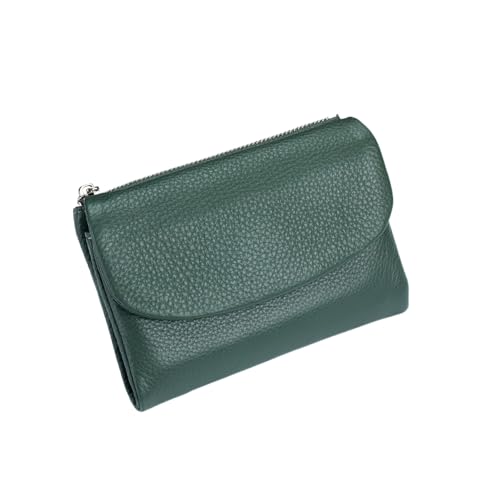 Jeeeun Unisex Pebble Leather Wallet, 5.3In Compact Genuine Leather Coin & Card Holder, Bifold Pocket Purse (Lake Blue) von Jeeeun