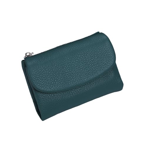 Jeeeun Unisex Pebble Leather Wallet, 5.3In Compact Genuine Leather Coin & Card Holder, Bifold Pocket Purse (Light Blue A) von Jeeeun