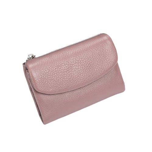 Jeeeun Unisex Pebble Leather Wallet, 5.3In Compact Genuine Leather Coin & Card Holder, Bifold Pocket Purse (Pink) von Jeeeun