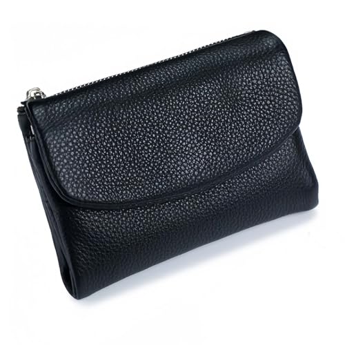 Jeeeun Unisex Pebble Leather Wallet, Unisex Soft Pebble Leather Wallet with Card Slots & Coin Pocket (Black) von Jeeeun