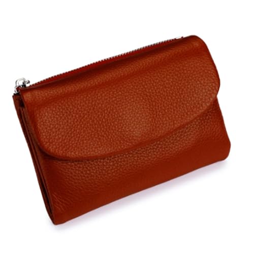 Jeeeun Unisex Pebble Leather Wallet, Unisex Soft Pebble Leather Wallet with Card Slots & Coin Pocket (Brick Red) von Jeeeun