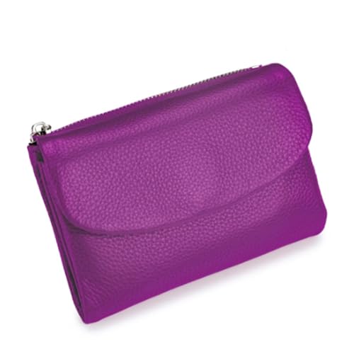 Jeeeun Unisex Pebble Leather Wallet, Unisex Soft Pebble Leather Wallet with Card Slots & Coin Pocket (Bright Purple) von Jeeeun