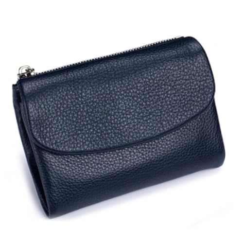 Jeeeun Unisex Pebble Leather Wallet, Unisex Soft Pebble Leather Wallet with Card Slots & Coin Pocket (Dark Blue) von Jeeeun