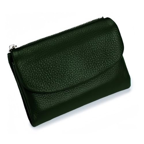 Jeeeun Unisex Pebble Leather Wallet, Unisex Soft Pebble Leather Wallet with Card Slots & Coin Pocket (Dark Green) von Jeeeun