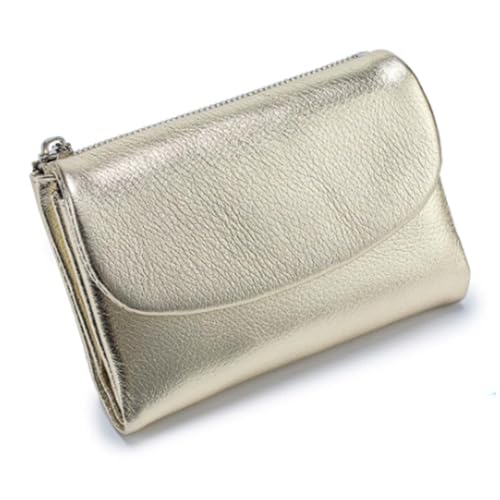 Jeeeun Unisex Pebble Leather Wallet, Unisex Soft Pebble Leather Wallet with Card Slots & Coin Pocket (Gold) von Jeeeun
