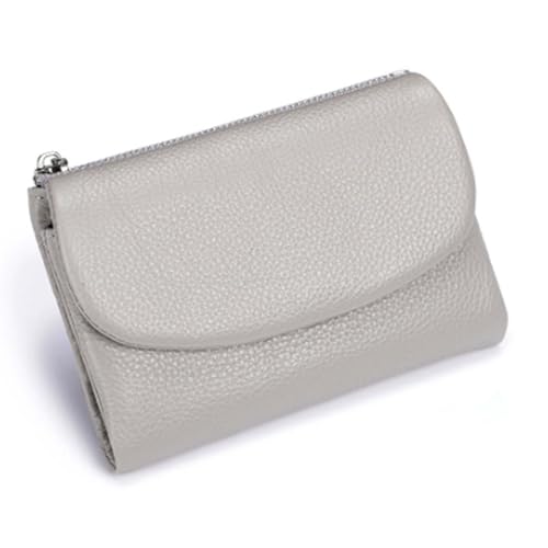 Jeeeun Unisex Pebble Leather Wallet, Unisex Soft Pebble Leather Wallet with Card Slots & Coin Pocket (Gray and White) von Jeeeun