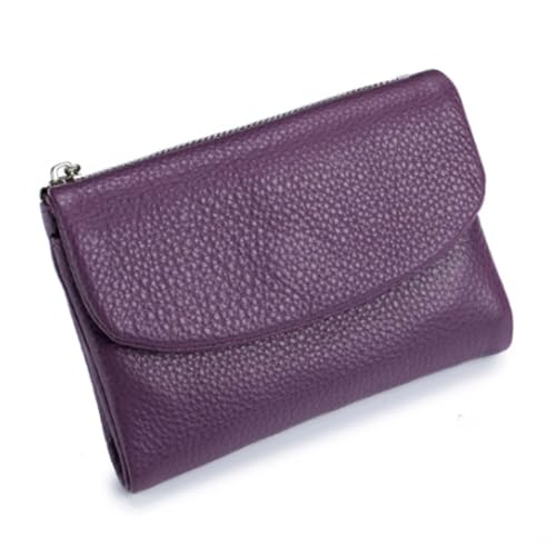 Jeeeun Unisex Pebble Leather Wallet, Unisex Soft Pebble Leather Wallet with Card Slots & Coin Pocket (Light Purple) von Jeeeun