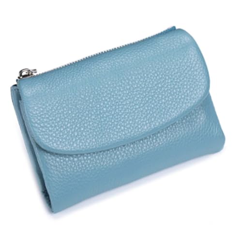 Jeeeun Unisex Pebble Leather Wallet, Unisex Soft Pebble Leather Wallet with Card Slots & Coin Pocket (Linen Blue) von Jeeeun