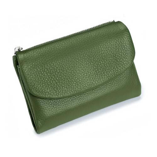 Jeeeun Unisex Pebble Leather Wallet, Unisex Soft Pebble Leather Wallet with Card Slots & Coin Pocket (Olive Green) von Jeeeun