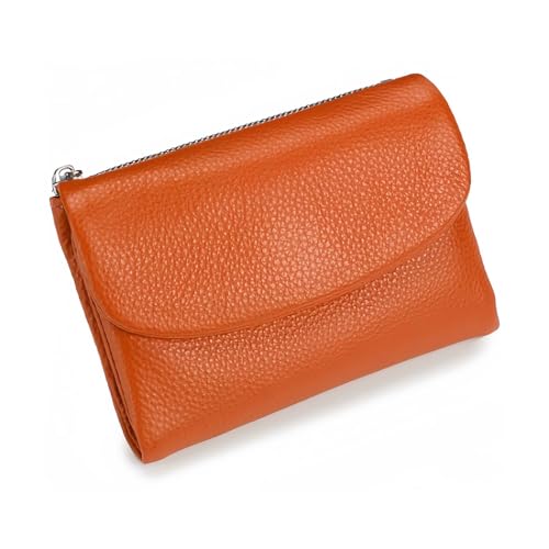 Jeeeun Unisex Pebble Leather Wallet, Unisex Soft Pebble Leather Wallet with Card Slots & Coin Pocket (Orange) von Jeeeun