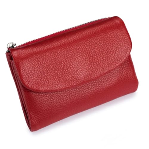 Jeeeun Unisex Pebble Leather Wallet, Unisex Soft Pebble Leather Wallet with Card Slots & Coin Pocket (Red) von Jeeeun