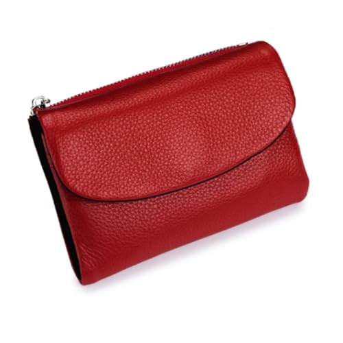 Jeeeun Unisex Pebble Leather Wallet, Unisex Soft Pebble Leather Wallet with Card Slots & Coin Pocket (Red and Black) von Jeeeun