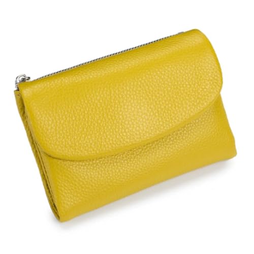Jeeeun Unisex Pebble Leather Wallet, Unisex Soft Pebble Leather Wallet with Card Slots & Coin Pocket (Yellow) von Jeeeun