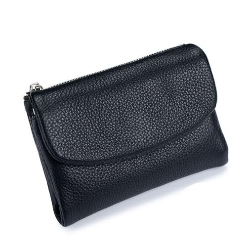 Jeeeun Unisex Pebble Leather Wallet - Full Grain Leather Card Holder, Coin Purse & Cash Slots for Women & Men (Black) von Jeeeun