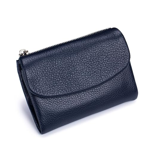 Jeeeun Unisex Pebble Leather Wallet - Full Grain Leather Card Holder, Coin Purse & Cash Slots for Women & Men (Dark Blue) von Jeeeun