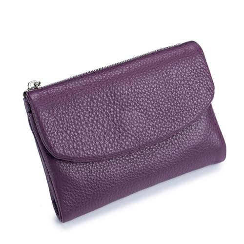 Jeeeun Unisex Pebble Leather Wallet - Full Grain Leather Card Holder, Coin Purse & Cash Slots for Women & Men (Light Purple) von Jeeeun
