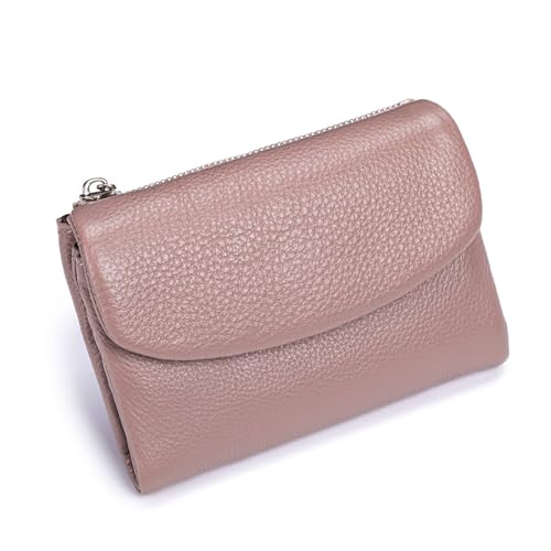 Jeeeun Unisex Pebble Leather Wallet - Full Grain Leather Card Holder, Coin Purse & Cash Slots for Women & Men (Pink) von Jeeeun