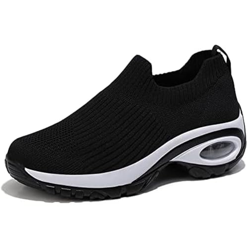 Jeeeun Women's Sneakers, Orthopedic Arch Support Slip on Air Cushion Breathable Mesh Lightweight for Daily life (Black,32 1/9) von Jeeeun