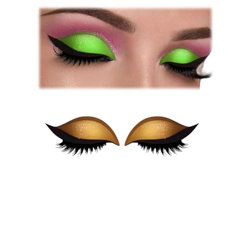 Lazy Eye Shadow Eyelash Patch, 2-in-1 Reusable Portable Multi-Color eyeshadow and lash sticker, Waterproof and Sweat-Proof, No Glue Needed for Quick Makeup (Gold) von Jeeeun