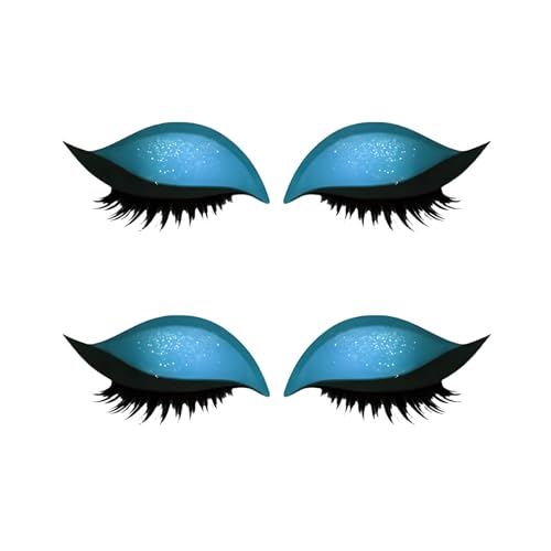 Lazy Eye Shadow Eyelash Patch - 2-in-1 Reusable Instant Makeup Stickers w/False Lashes & Shadow, Natural 3D Look, for Women (2 Pairs Blue) von Jeeeun
