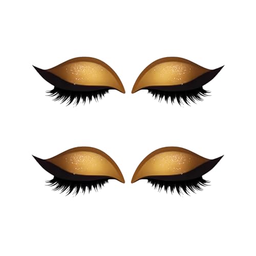 Lazy Eye Shadow Eyelash Patch - 2-in-1 Reusable Instant Makeup Stickers w/False Lashes & Shadow, Natural 3D Look, for Women (2 Pairs Gold) von Jeeeun