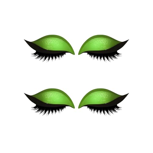 Lazy Eye Shadow Eyelash Patch - 2-in-1 Reusable Instant Makeup Stickers w/False Lashes & Shadow, Natural 3D Look, for Women (2 Pairs Green) von Jeeeun