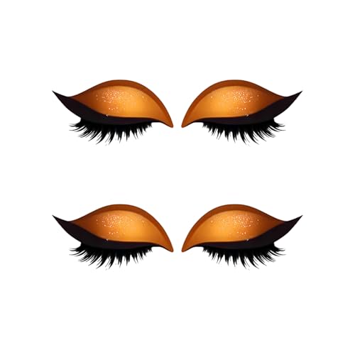 Lazy Eye Shadow Eyelash Patch - 2-in-1 Reusable Instant Makeup Stickers w/False Lashes & Shadow, Natural 3D Look, for Women (2 Pairs Orange) von Jeeeun