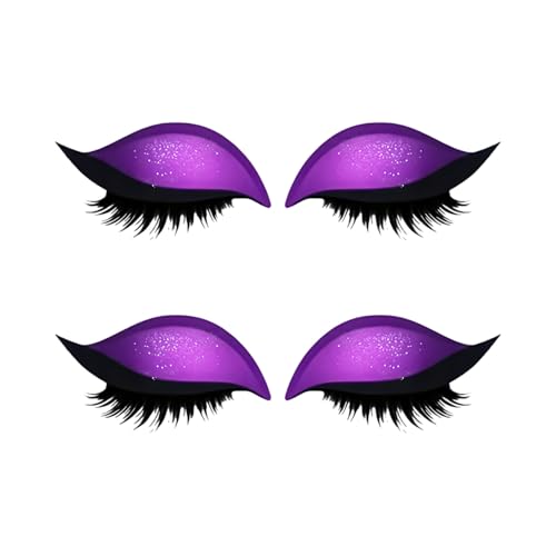 Lazy Eye Shadow Eyelash Patch - 2-in-1 Reusable Instant Makeup Stickers w/False Lashes & Shadow, Natural 3D Look, for Women (2 Pairs Purple) von Jeeeun