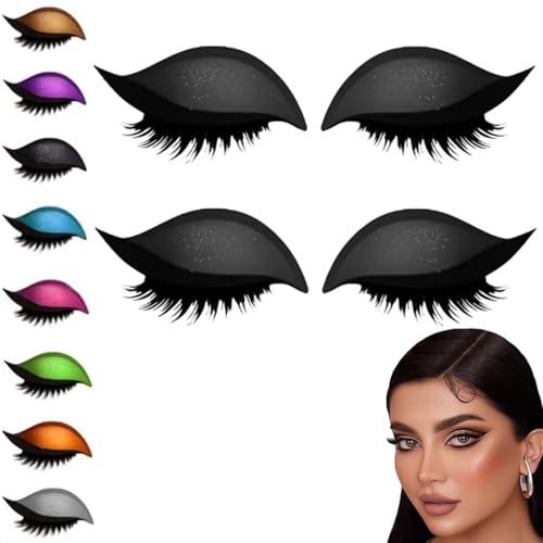 Lazy Eyeshadow Eyelash Patch, 2-In-1 Reusable Eyeshadow & Eyelash Makeup Stickers, Natural Curl, Waterproof, Long-Lasting, for All Eyeshapes (Black) von Jeeeun