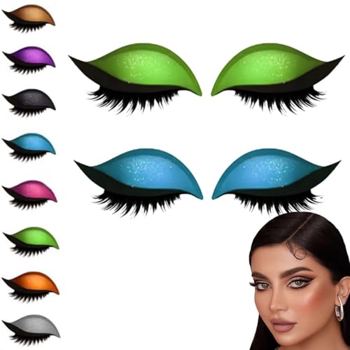 Lazy Eyeshadow Eyelash Patch, 2-In-1 Reusable Eyeshadow & Eyelash Makeup Stickers, Natural Curl, Waterproof, Long-Lasting, for All Eyeshapes (Blue+Green) von Jeeeun