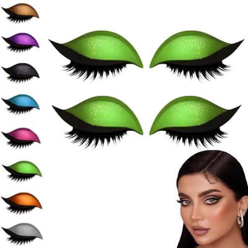 Lazy Eyeshadow Eyelash Patch, 2-In-1 Reusable Eyeshadow & Eyelash Makeup Stickers, Natural Curl, Waterproof, Long-Lasting, for All Eyeshapes (Green) von Jeeeun