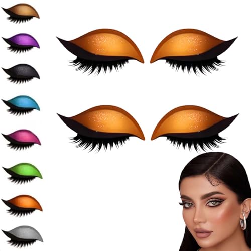 Lazy Eyeshadow Eyelash Patch, 2-In-1 Reusable Eyeshadow & Eyelash Makeup Stickers, Natural Curl, Waterproof, Long-Lasting, for All Eyeshapes (Orange) von Jeeeun
