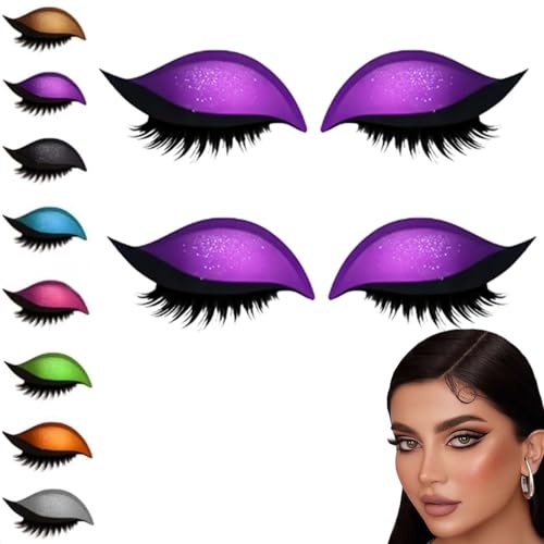 Lazy Eyeshadow Eyelash Patch, 2-In-1 Reusable Eyeshadow & Eyelash Makeup Stickers, Natural Curl, Waterproof, Long-Lasting, for All Eyeshapes (Purple) von Jeeeun