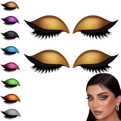 Lazy Eyeshadow Eyelash Patch, 2-In-1 Reusable Eyeshadow & Eyelash Makeup Stickers, Natural Curl, Waterproof, Long-Lasting, for All Eyeshapes (Yellow) von Jeeeun