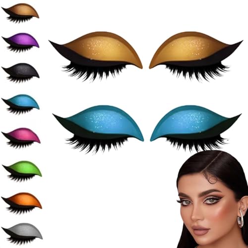 Lazy Eyeshadow Eyelash Patch, 2-In-1 Reusable Eyeshadow & Eyelash Makeup Stickers, Natural Curl, Waterproof, Long-Lasting, for All Eyeshapes (Yellow+Blue) von Jeeeun