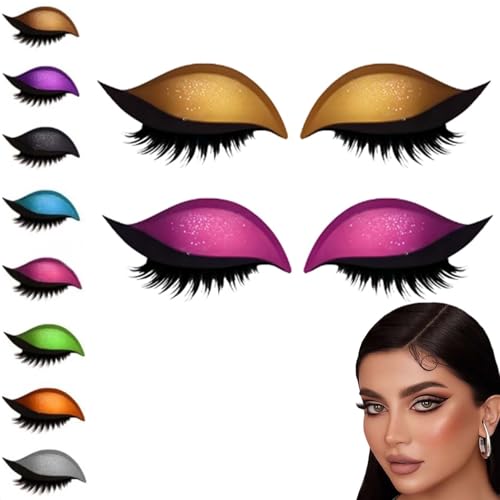 Lazy Eyeshadow Eyelash Patch, 2-In-1 Reusable Eyeshadow & Eyelash Makeup Stickers, Natural Curl, Waterproof, Long-Lasting, for All Eyeshapes (Yellow+Pink) von Jeeeun