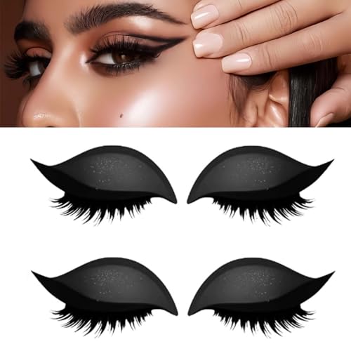 Lazy Eyeshadow Eyelash Patch, Reusable Makeup Sticker with Built-in Eyeliner, Glitter Eyeshadow & False Eyelashes (Black) von Jeeeun