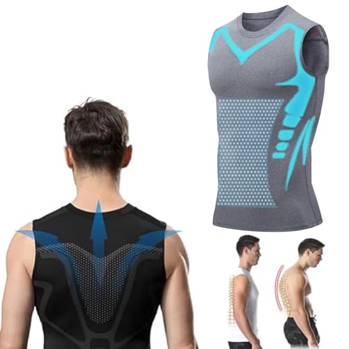 MENIONIC Tourmaline PostureCorrector Vest, 2024 New Ionic Shaping Sleeveless Shir, Posture Corrector, Back Support Vest, Muscle Memory Support Straightener (Gray,Men/X-Large) von Jeeeun
