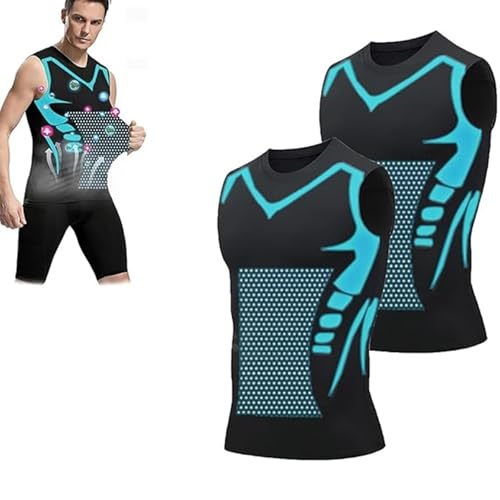 Maynox Vitaboost Vest, Menionic Ionic Shaping Vest Men, Vitaboost Compression Shirt Men - for Men to Build a Perfect Body (Black*2pcs,Large) von Jeeeun