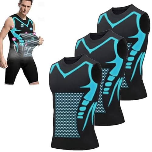 Maynox Vitaboost Vest, Menionic Ionic Shaping Vest Men, Vitaboost Compression Shirt Men - for Men to Build a Perfect Body (Black*3pcs,2XL) von Jeeeun