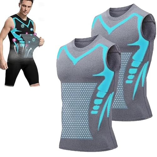 Maynox Vitaboost Vest, Menionic Ionic Shaping Vest Men, Vitaboost Compression Shirt Men - for Men to Build a Perfect Body (Gray*2pcs,m) von Jeeeun