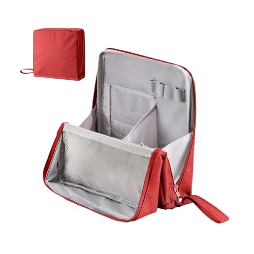 Multi-Purpose Large Capacity Oxford Cloth Standing Makeup Bag,Waterproof Travel Toiletry Bag with Handle for Women (Red) von Jeeeun