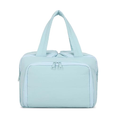 Stylish & Practical Travel Toiletry Bag, Lightweight Large Wide-Open Bag for Women - Puffy Makeup Organizer with Handle for Accessories & Toiletries on-The-go (Light Blue) von Jeeeun