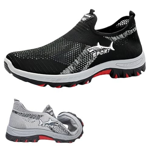 Summer Cooling Comfort Sneaker, Outdoor Breathable Walking Shoes Men's with Lightweight Slip-On for Daily Life, Sports (Black,32.5) von Jeeeun