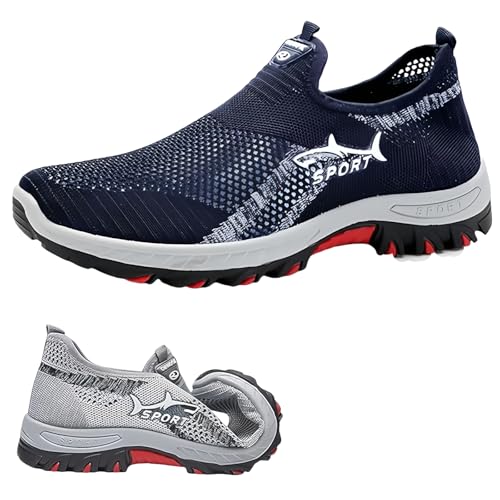 Summer Cooling Comfort Sneaker, Outdoor Breathable Walking Shoes Men's with Lightweight Slip-On for Daily Life, Sports (Blue,32 2/3) von Jeeeun